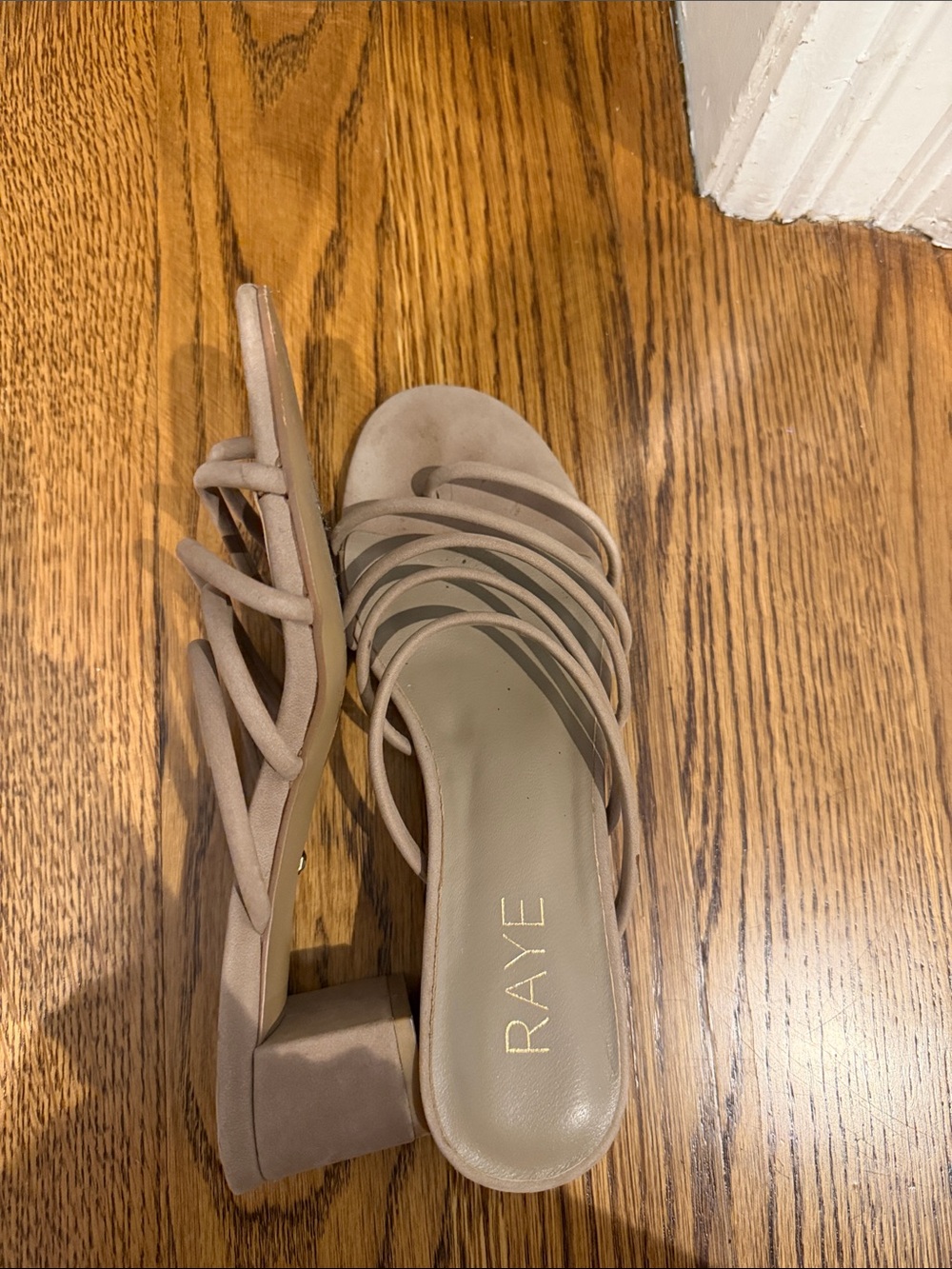RAYE Taupe Multi-Strap Block Heel Sandals